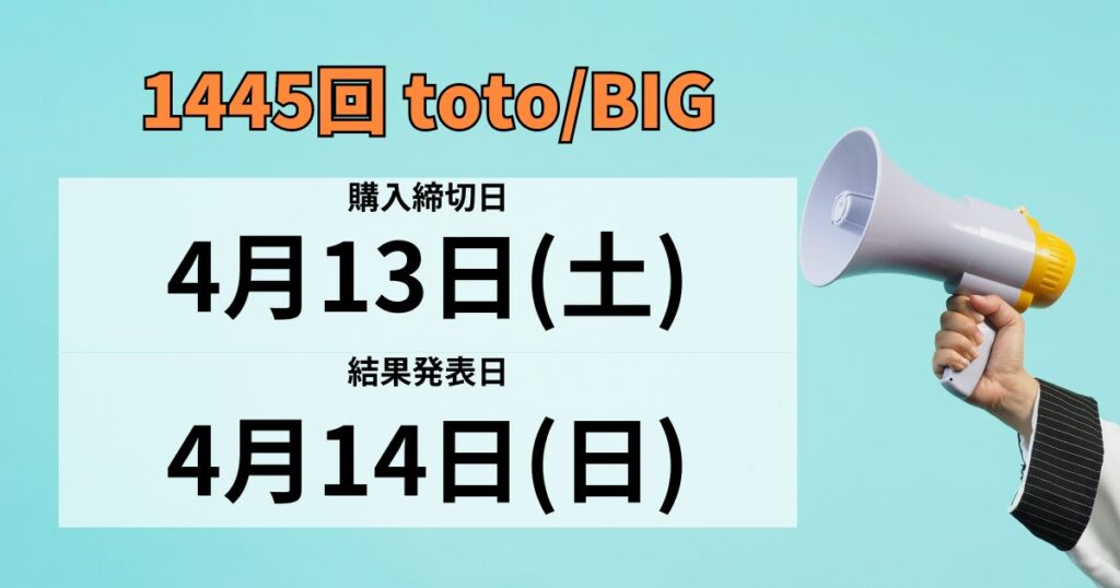 1445回toto/big購入締切日と結果発表日時